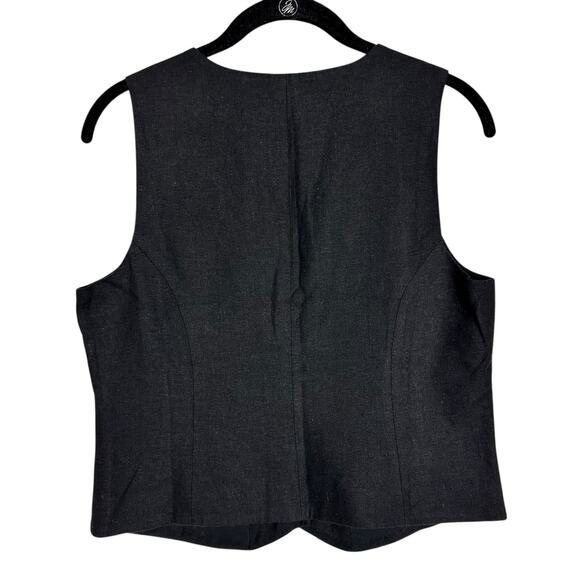 J CREW Button Front Linen Blend Vest Black Size 6 NWT Preppy Academia - Picture 3 of 6